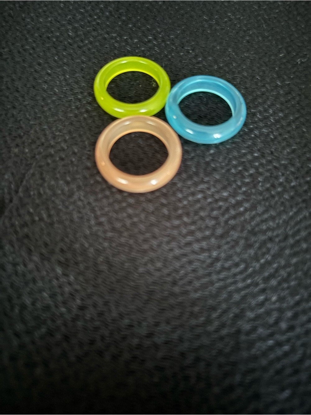 Deadstock Vintage Moon-glow Lucite Ring Set - Blue, Green, Pink